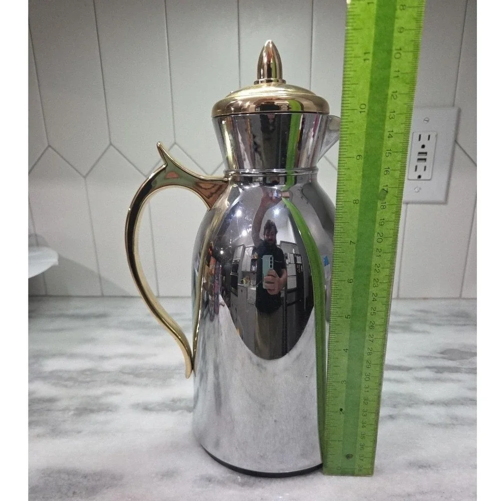Thermal 1qt Plastic Coffee Pot, Vintage Insulated Silver Carafe, Kitchenware